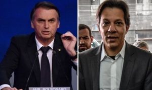 Bolsonaro e Haddad, candidatos que lideram primeiro turno nas pesquisas