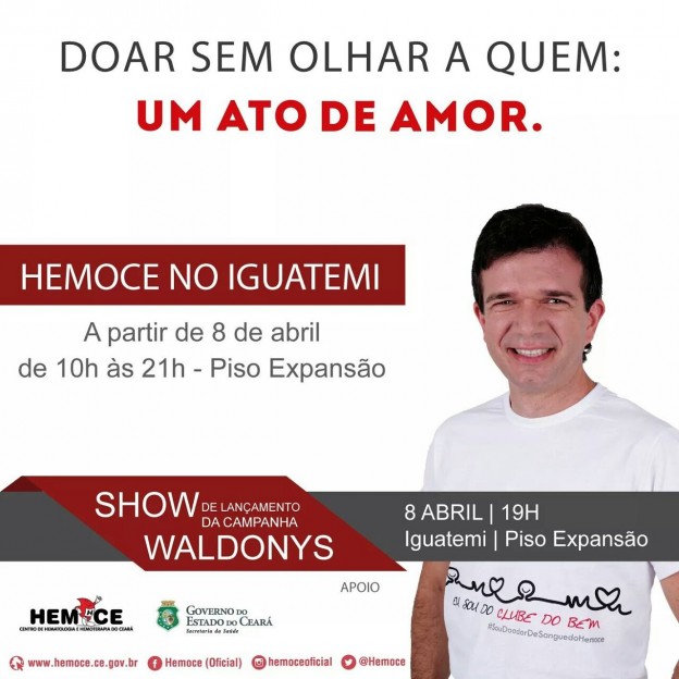 Waldonys abre campanha de doações para o Hemoce no Iguatemi. 