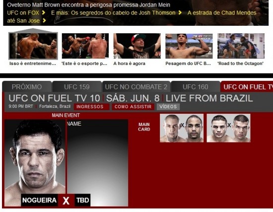 Reprodução do site oficial do UFC