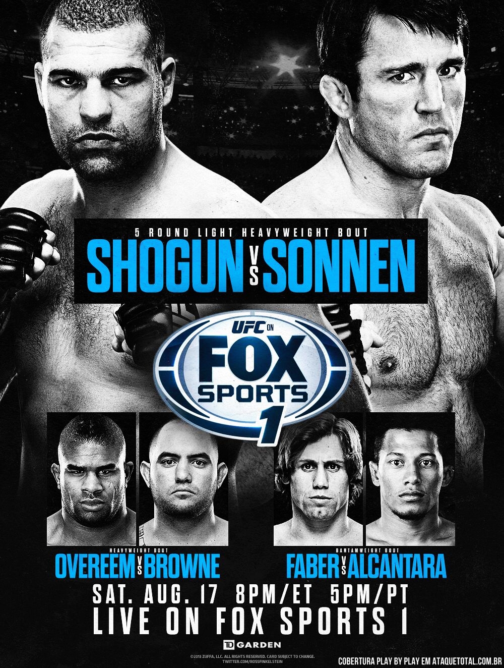 Além de Shogun vs Sonnen, o holandês Alistair Overeem e o cearense Diego Bradão são destaques do evento. Foto: Divulgação / UFC