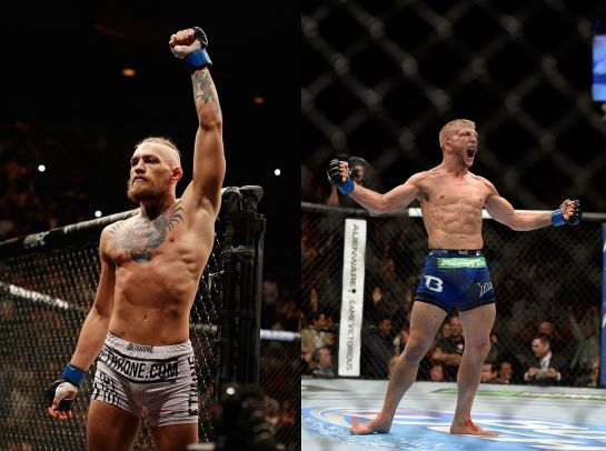 McGregor (esq.) e Dillashaw | Foto: UFC/Divulgação/Arte