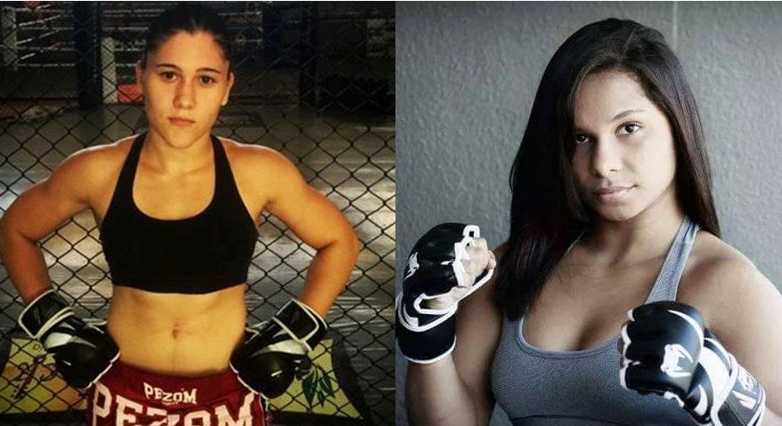 Ilara (esquerda) x Regina (direita) será a única luta feminina do card do Limo Fight Fortaleza. Fotos: Arquivo Pessoal 