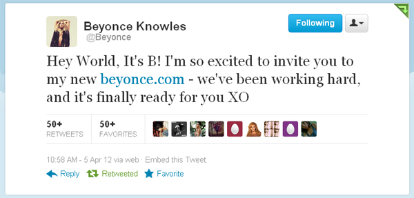 Beyoncé twitta pela primeira vez e lança novo site – De Pop pro Futuro
