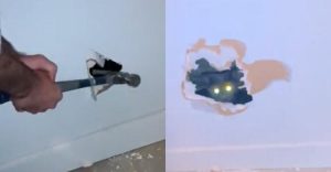 Homem quebra parede para resgatar gata que ficou presa