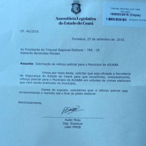 Deputado pede que PM garanta segurança da eleição (Foto: Reprodução/Facebook)