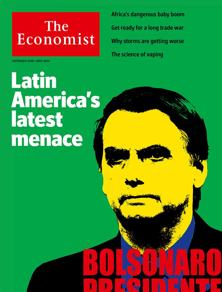 Matéria de capa da The Economist diz que Bolsonaro seria presidente "desastroso" (Divulgação)